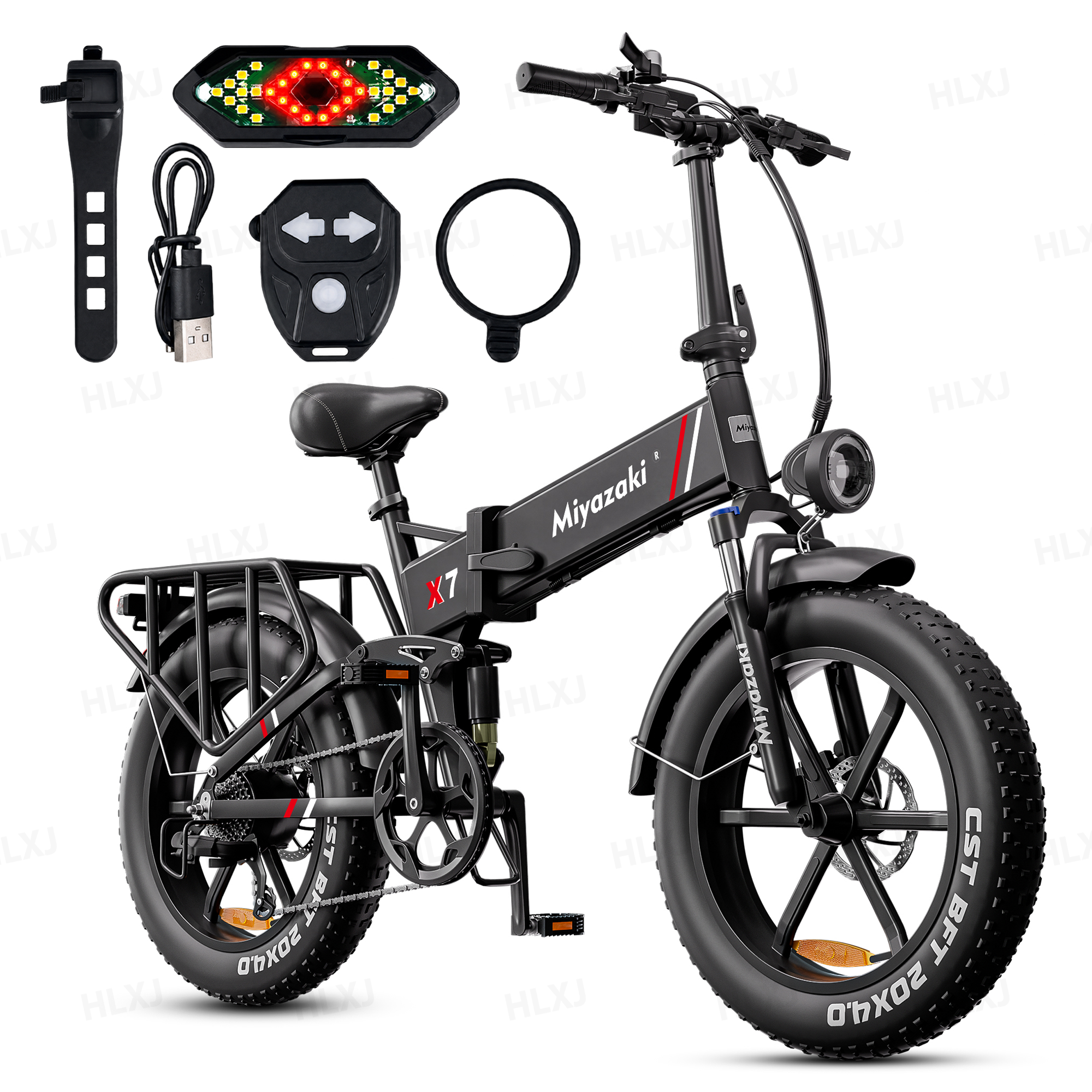Miyazaki 1500W Folding Electric Bike Fat tire all terrain electric bicycle X7