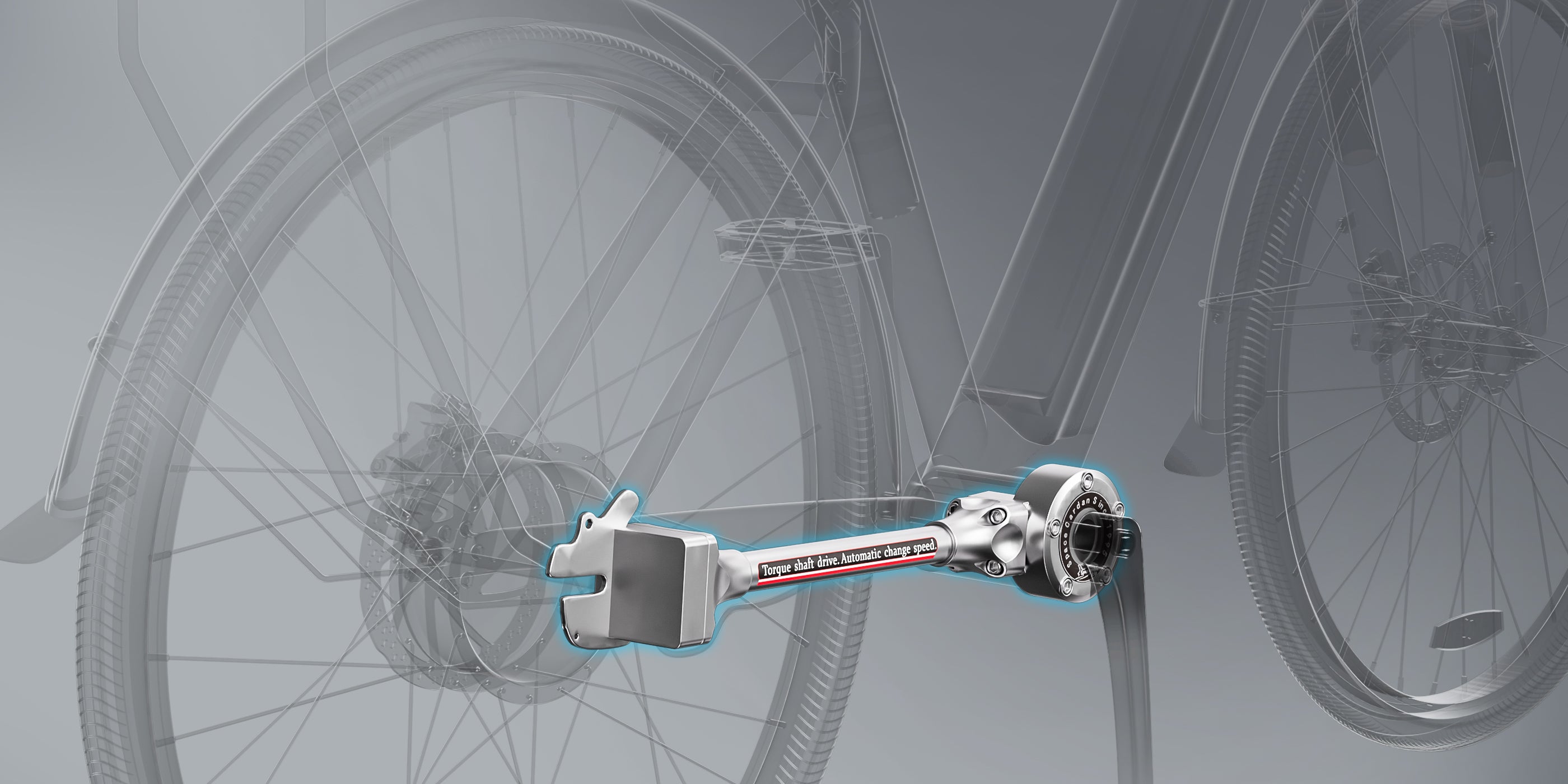 Close-up of GC1995's 600Nm shaft-drive with intelligent torque sensor (<5% power loss) for stepless speed precision on steep slopes