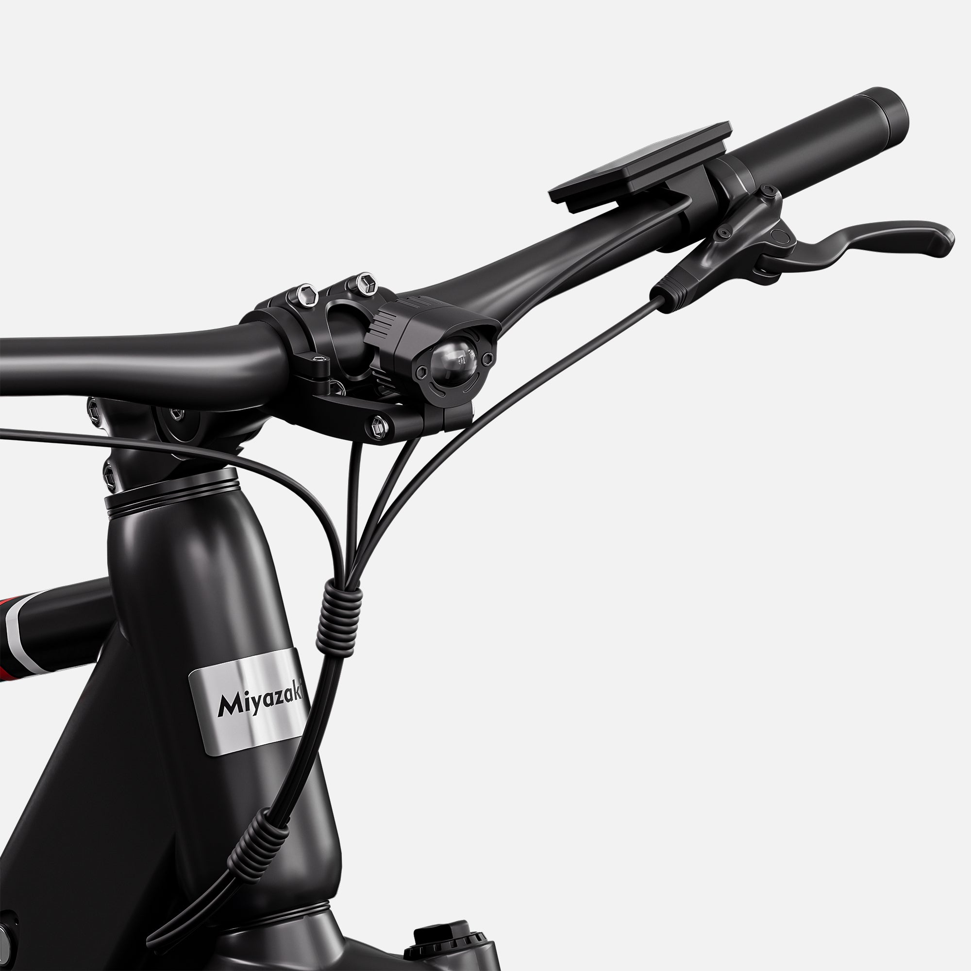 GC1995's high-brightness LED headlight (50m range) with auto-sensing for enhanced night riding safety in urban areas