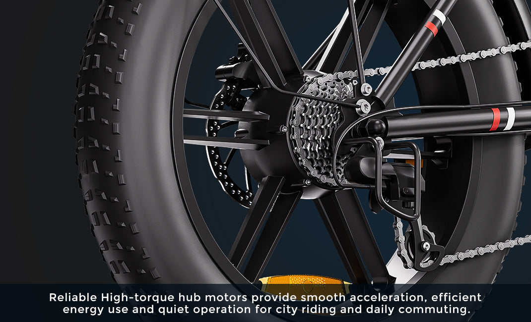 R5's high-torque hub motor delivers powerful yet quiet acceleration, optimized for energy efficiency in urban commuting and hill climbing