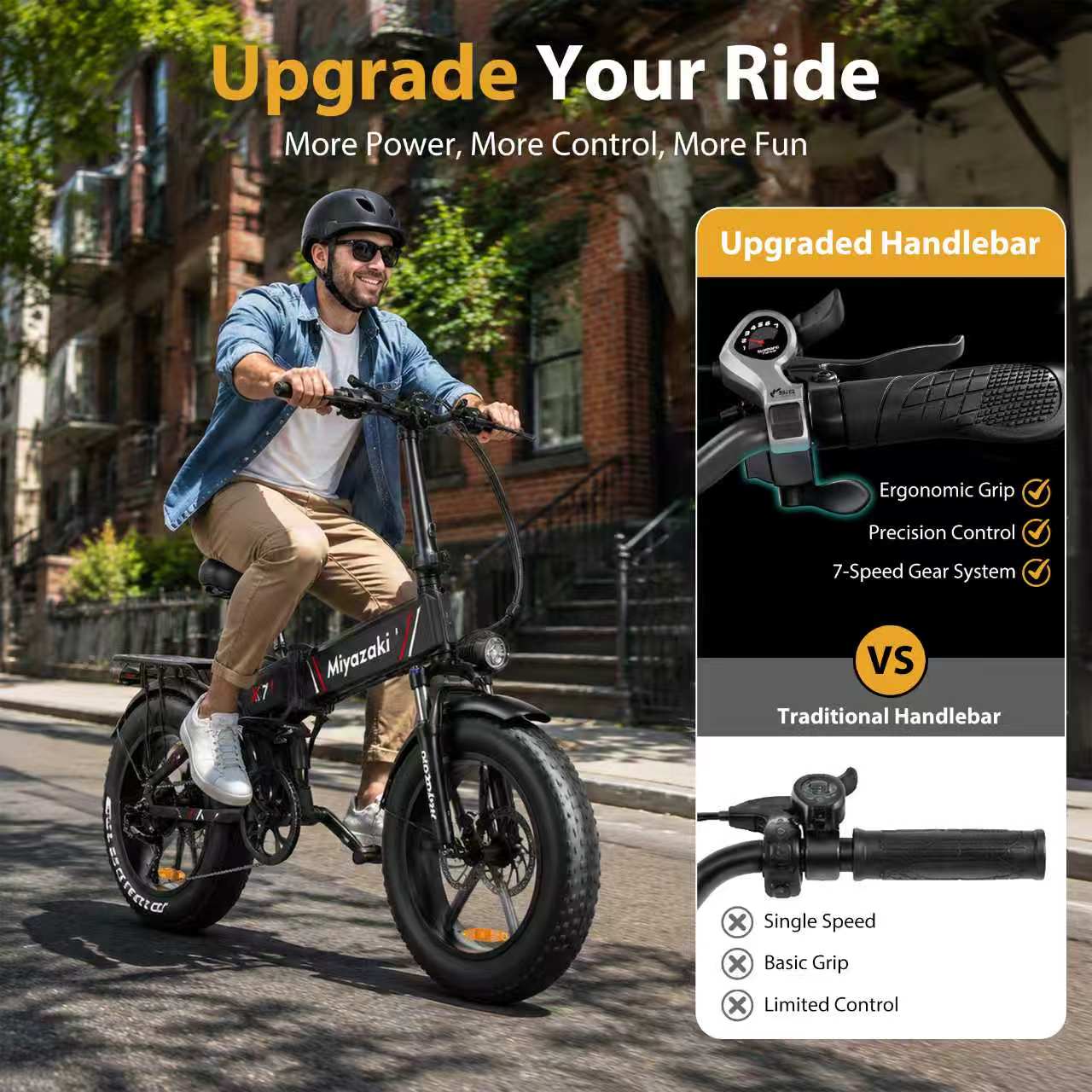 Miyazaki 1500W Folding Electric Bike Fat tire all terrain electric bicycle X7