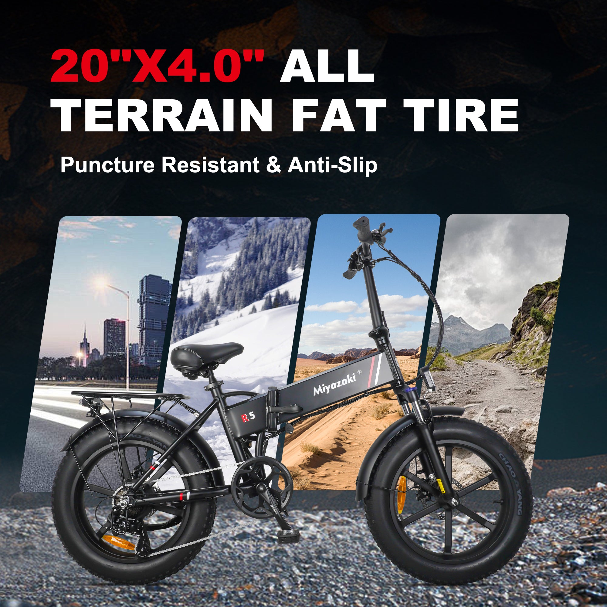 Miyazaki Folding Electric Bike Fat tire snow electric bicycle R5