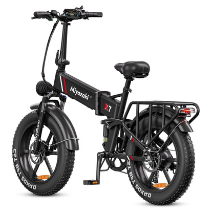 Miyazaki 1500W składany rower elektryczny, rower elektryczny terenowy o grubych oponach X7 Pro