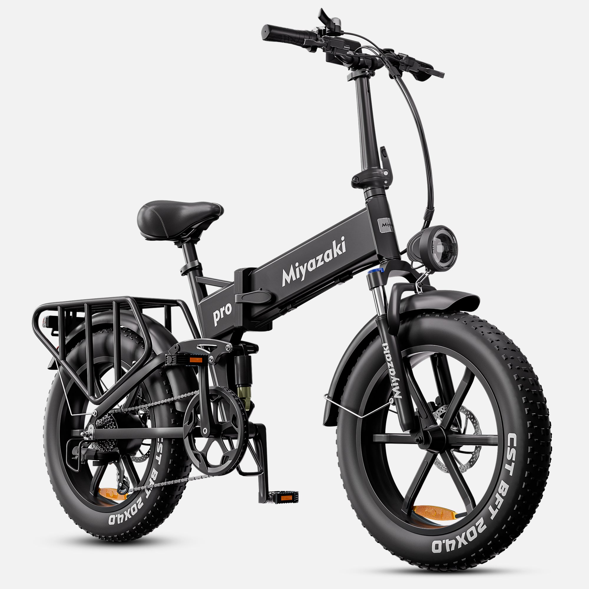 Front view of X7Pro electric bike with fat tires, sleek frame, and integrated headlight for urban and off-road riding