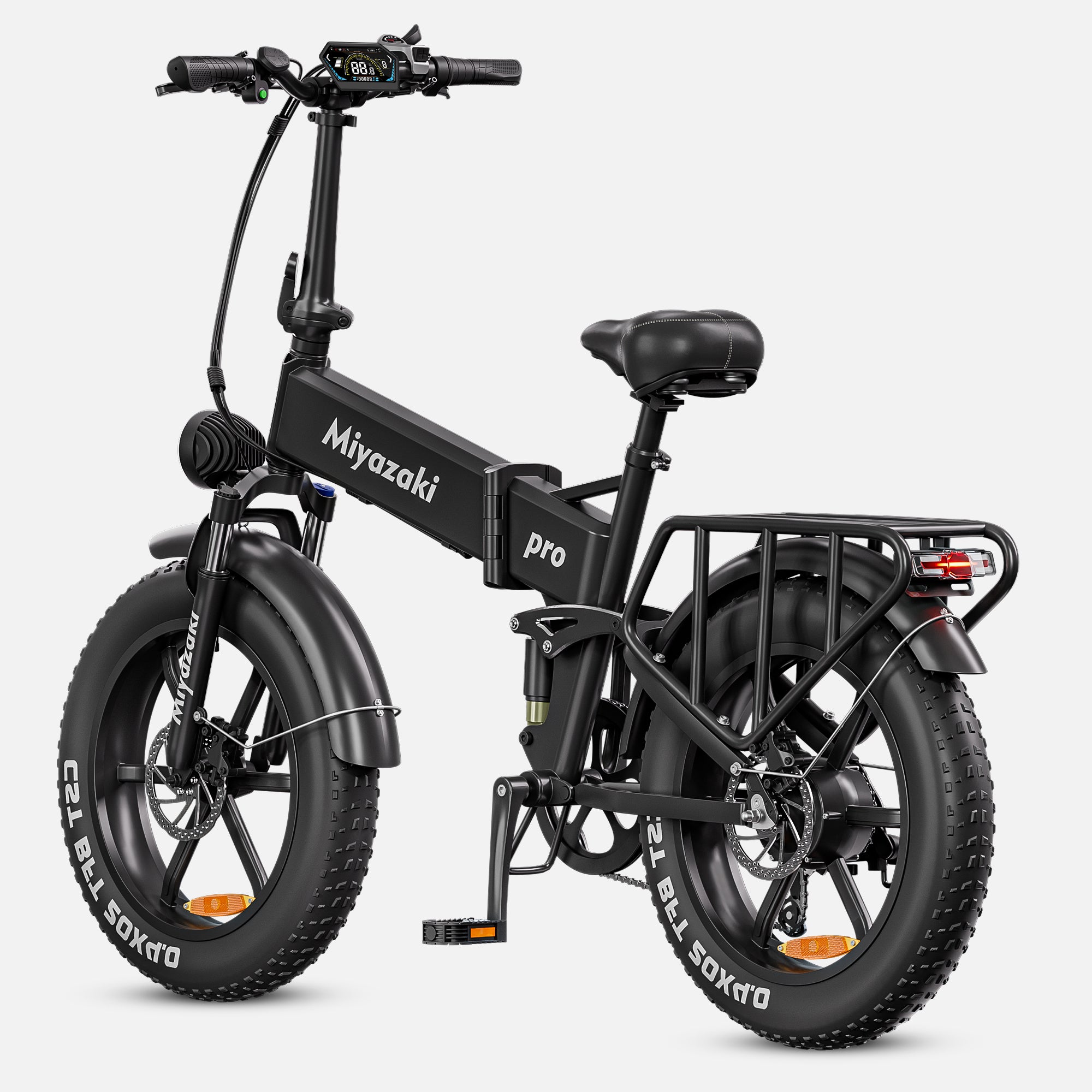 Rear perspective of X7Pro showing sturdy cargo rack, LED taillight, and ergonomic seat design

