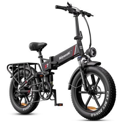 Miyazaki 1500W składany rower elektryczny, rower elektryczny terenowy o grubych oponach X7 Pro